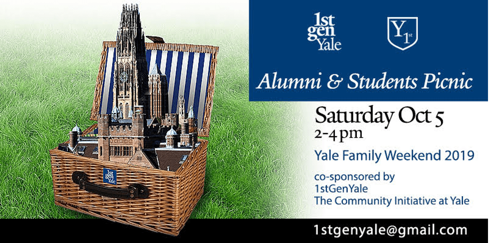Invitation with text and image of picnic basket
